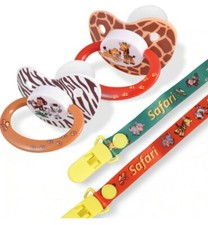 Adult Pacifiers with Clip - Safari 2-Pack New Sealed