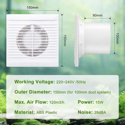 100mm Badlüfter Wandlüfter Küche Mit Rückflussleitblech Ventilator Silent DE - Bild 2 von 9