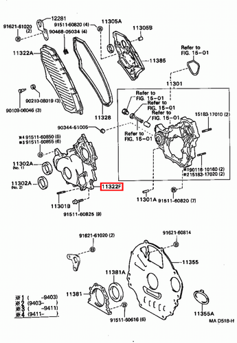 Genuine Toyota LandCruiser HZJ81 HZJ80 1HZ 4.2 Diesel Timing Gear Cover Case - Picture 8 of 15