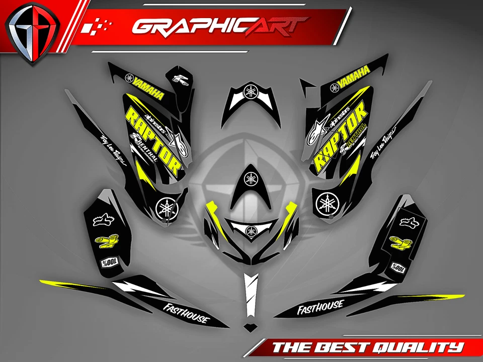Yamaha Raptor 700 700R graphics kit 2013 2014 2017 to 2025 decals stickers atv - Image 3 of 4