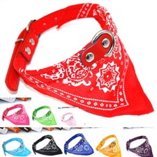 Adjustable Pet Dog Puppy Cat Neck Scarf Bandana with Leather Collar Neckerchief