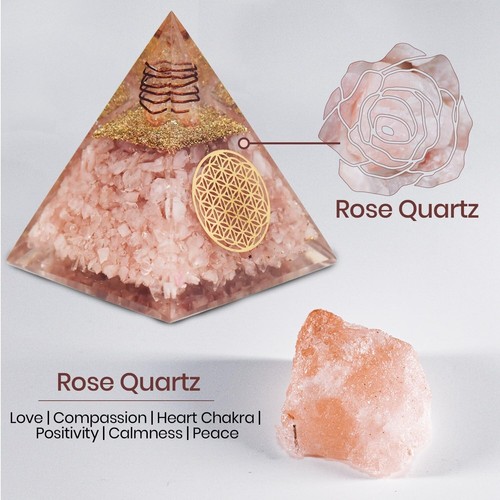 Cuarzo Rosa Orgonita Pirámide Cristal Curativo Piedras Preciosas Meditación Positividad - Imagen 3 de 8