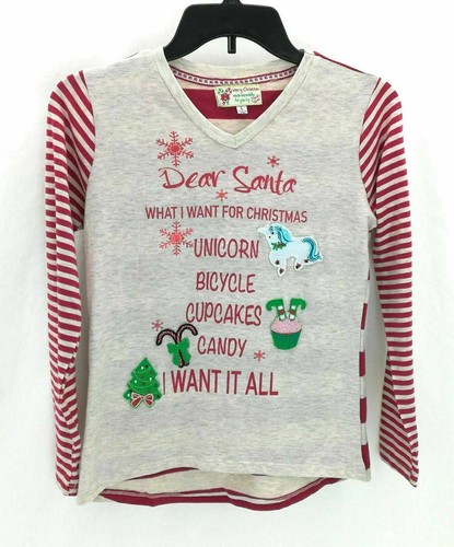Poof Girl Girls Ivory and Red Long Sleeve Christmas Top Size XL - Picture 7 of 8