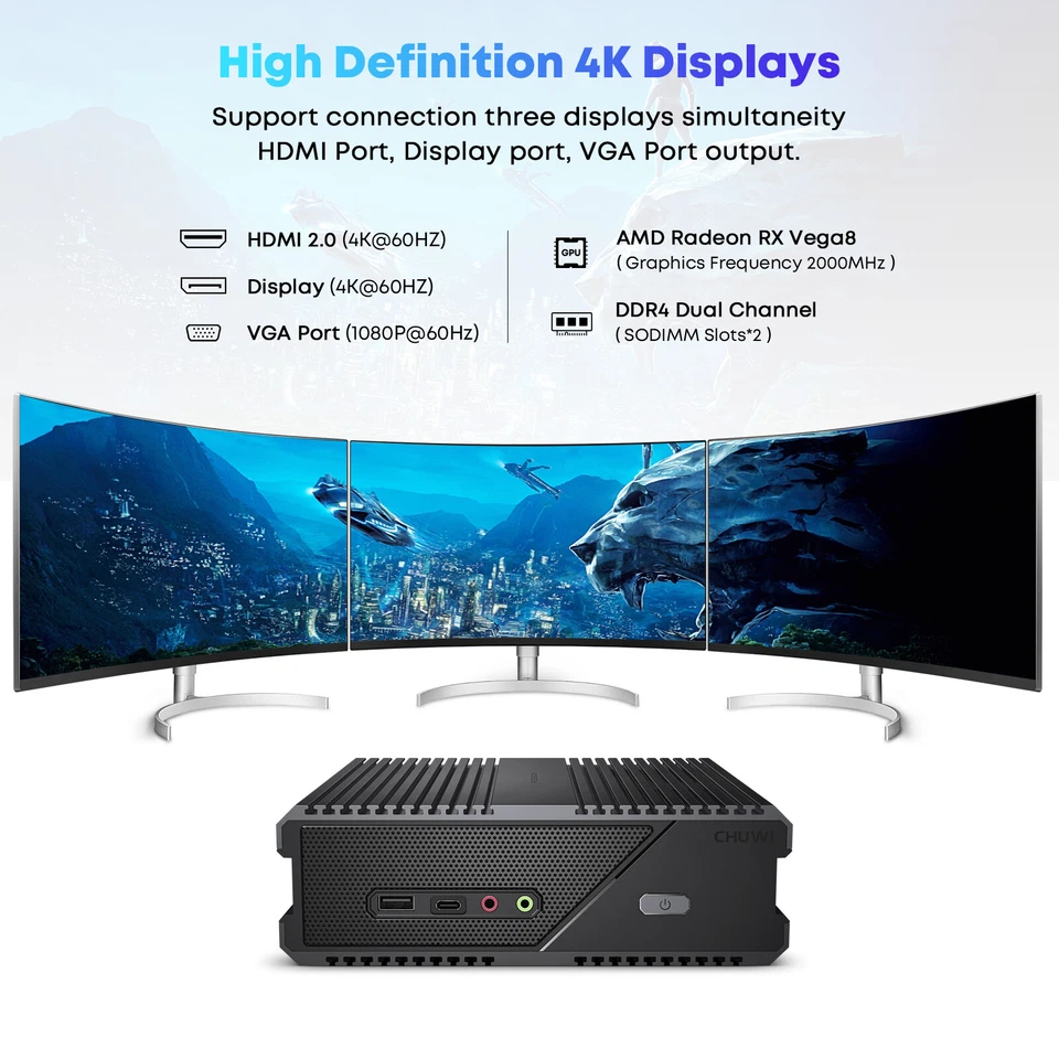 CHUWI AMD Ryzen 7 4900H RZBOX Mini PC 4.6Ghz Windows 11 Desktop Computer 16+512g - Image 3 of 4