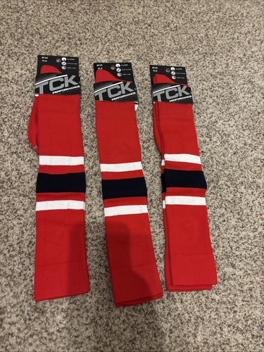 TCK Prosport Performance Tube Socks Red XL Soccer Football 3 Socks Lot New