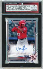 2021 Bowman Chrome Prospects Viandel Pena Graded Rookie Auto /499 KSA 10 AUTO 10