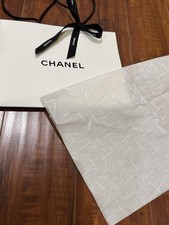 CHANEL White Paper Shopping Gift Bag with Black Ribbon - 10"x 8" x 3"
