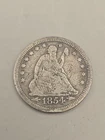 1854 Seated Liberty Silver Quarter 25c
