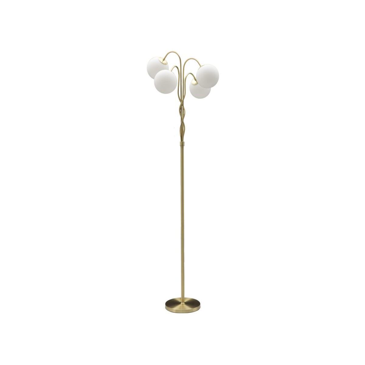 Lampadaire design 4 sphères Glamy luminaire de salon moderne blanc or