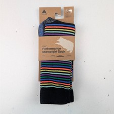 Burton Kids Performance Midweight Socks - M/L 2-4 Multicolor Stripe Black