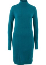 Strickkleid mit Stehkragen Gr. 40/42 Blaupetrol Damen Freizeitkleid Kleid Neu*
