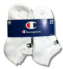 CHAMPION SOCKS BOYS - LOW CUT 253 - SOLID WHITE - YOUTH LARGE 3Y-5Y PACK 6