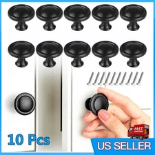 10Pcs 1.1" Black Cabinet Knobs Drawer Kitchen Dresser Furniture Door Handle Pull