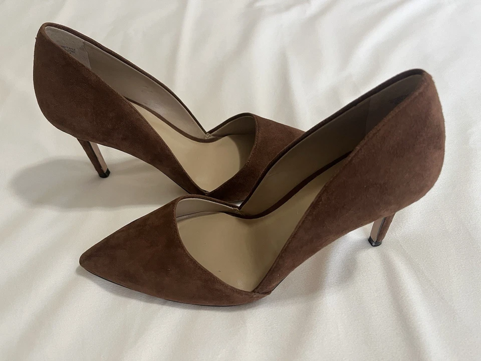 Женские замшевые туфли-лодочки Ann Taylor на каблуке Stilletto коричневые размер 6,5 M с заостренным носком - Изображение 3 из 4