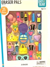 Pen Gear Eraser Pals, 3D, Girl Theme, Multicolor, 25 Count. Adorable Shapes,New.