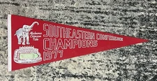 Vintage 1977 Southeastern Conference Champions Alabama Crimson Tide Felt Pennant