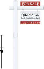 Vinyl PVC Real Estate Sign Post 6' Tall Connected Type , White Realtor Yard Sig