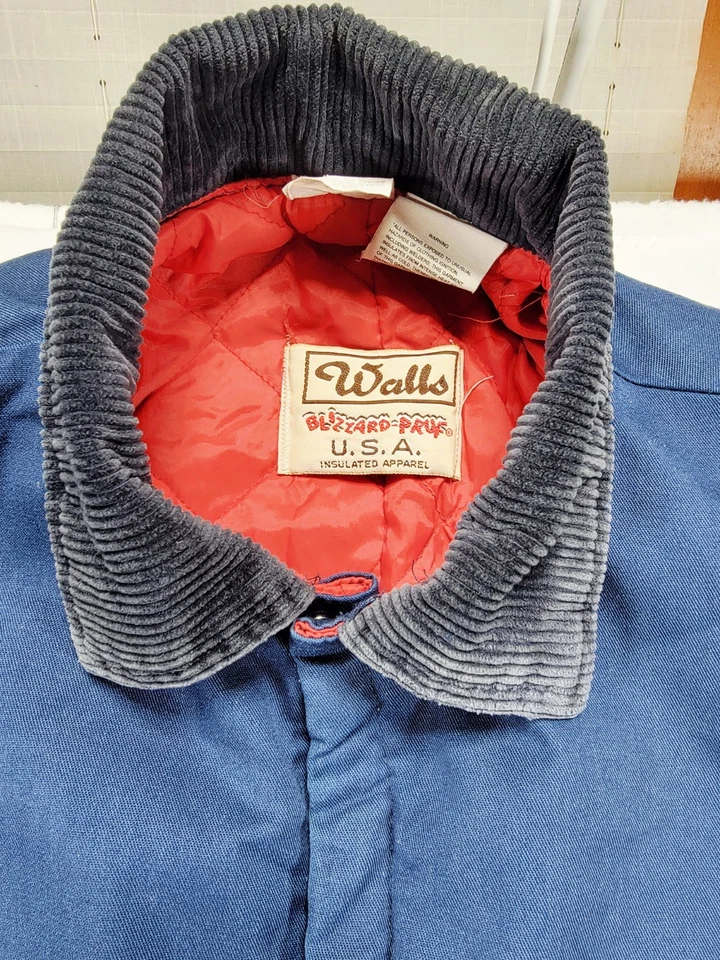 VINTAGE Mens Walls Blizzard Pruf Coveralls Large 42-44 Navy Workwear Made In USA - Image 2 of 4