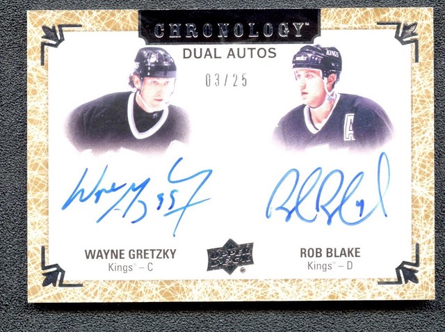 2024-25 UD Engrained Icons Chronology Wayne Gretzky Rob Blake Dual Auto /25 #GB