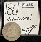 1861 Seated Liberty Silver Quarter! Civil War Era Coin! Filler. ENN Coins