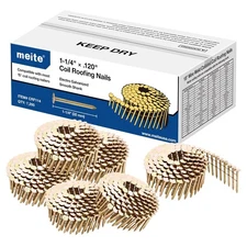 meite Coil Roofing Nails 1-1/4" Leg for Roofing Nailer Gun 15 Degree Round Head