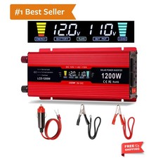 Car Power Inverter 1200W , DC 12v to 110v AC Converter with LCD Display and A...