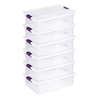 32 Qt. Clear under Bed Storage Container Tote with Latch Lid, 6 Pack