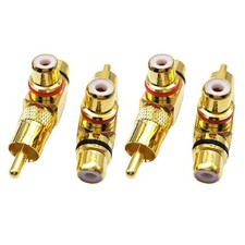 Copper Audio Splitter Plug RCA 1 Male To 2 Female AV Socket Connector Adapter