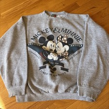 Vintage 90s Disney Mickey Unlimited Mickey Minnie Grey Crew Neck Sweatshirt L