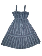 Forever 21 Tiered Blue Striped Fully Lined Midi Dress Women's XL
