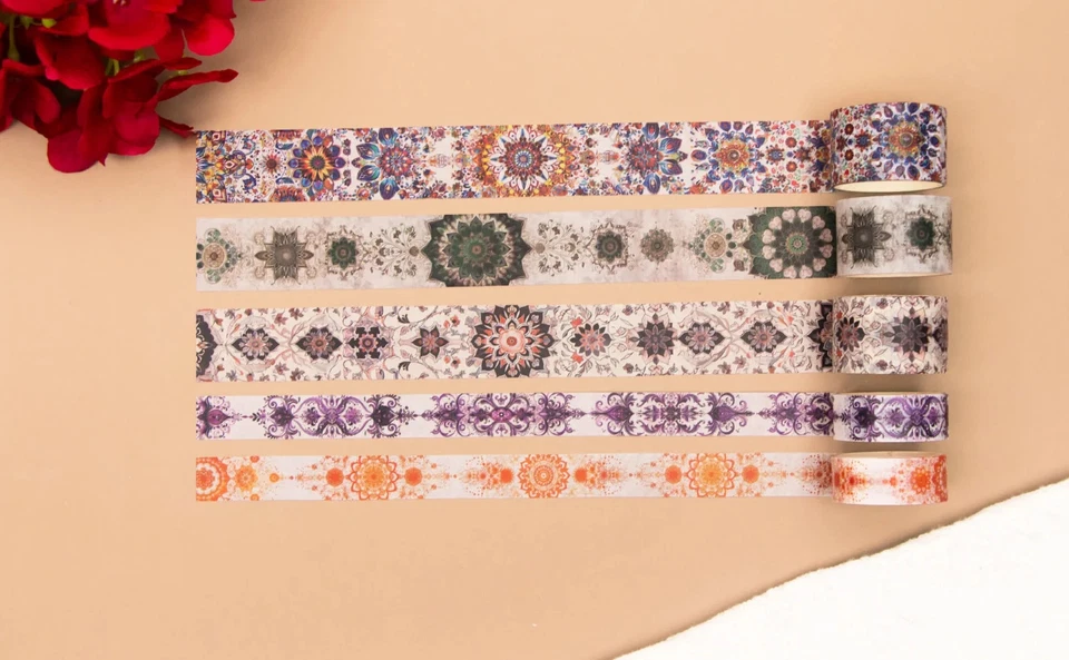 Juego de 36 rollos de cinta washi ieebee - cinta decorativa para álbum de recortes artesanal patrón mandala Foto 4 de 4