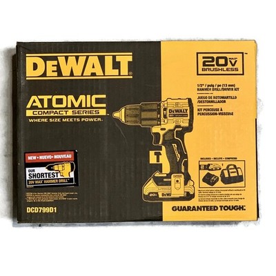 DEWALT DCD799D1 ATOMIC 20V MAX Brushless Cordless 1/2-Inch Hammer Drill Kit