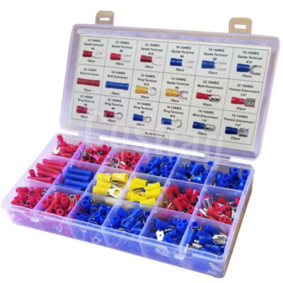 Kit De 520 Bornes De Connexion électrique - Cosses à Sertir Isolées - Rouge/bleu/jaune - 22 AWG