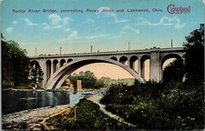 Postcard~Clevland Ohio~Rocky River Bridge~Connecting Rocky River & Lakewood
