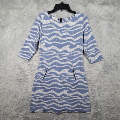 Numoco Sheath Dress Womens XL Blue 1/2 Sleeve Zip Pockets Stretch