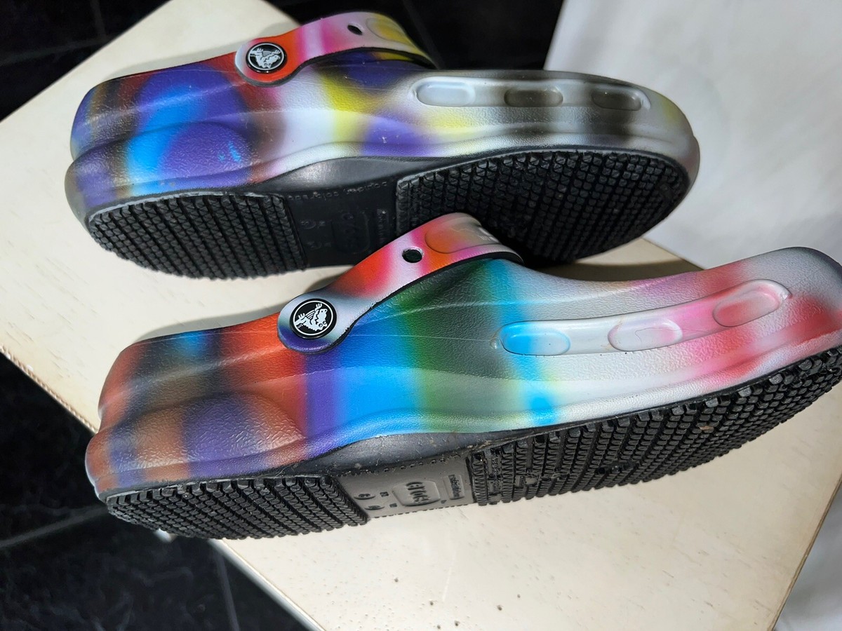 Crocs Multicolor Rainbow Tie Dye Bistro Clog Slip Resistant Shoes Men\'s Size 10 Crocs Classic Rainbow Tie-Dye Clogs - Men main image 4
