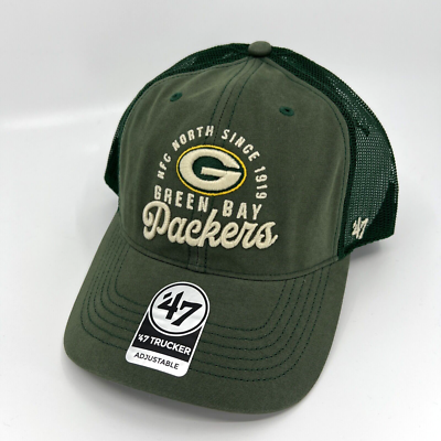 47 Brand Green Bay Packers Hat Mens Green Trucker Snapback Cap