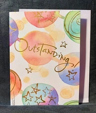 Congratulations Great Job Card Watercolor Rainbow Bubbles