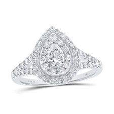 14kt White Gold Pear Diamond Halo Bridal Wedding Engagement Ring 1 Cttw