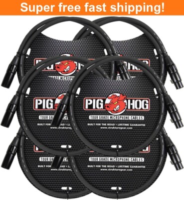 6 Pack Pig Hog PHM3 High Performance 8MM XLR Mic Cable, 3FT LIFETIME WARRANTY!