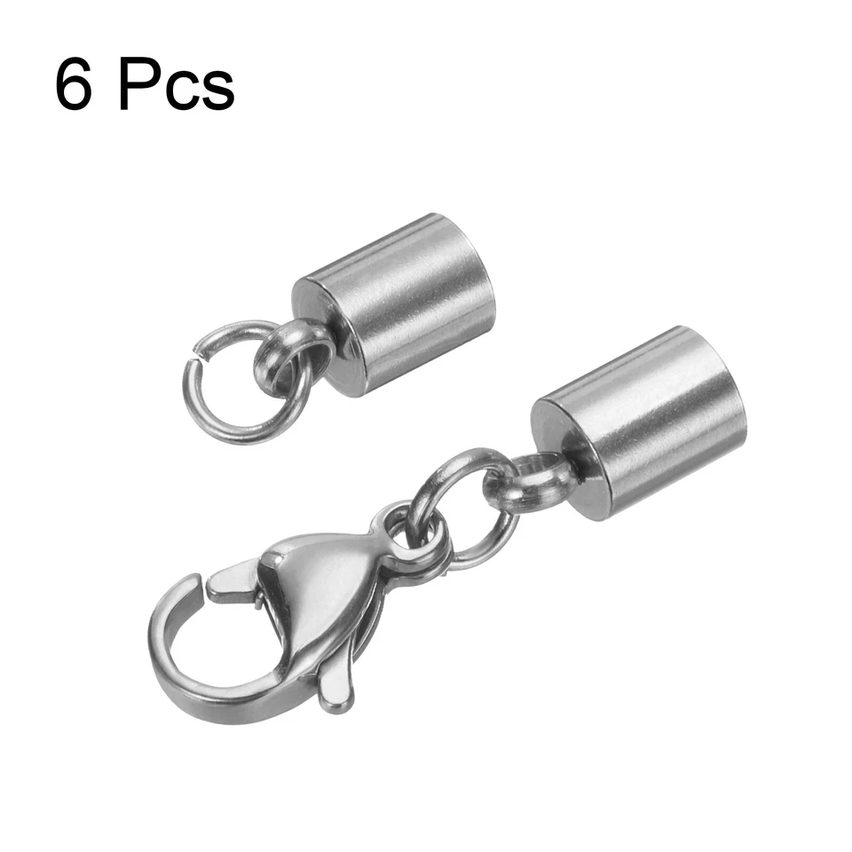 Tapa de extremo de cable 6 piezas 4 mm ID Langosta Cierre de garra Tapas de extremo Acero inoxidable Tono plateado Foto 3 de 4