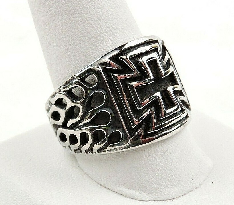 Stainless Steel Fire And Cross Ring - Free Gift Packaging | eBay