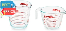 2 Piece Glass Measuring Cup Set, Includes 1-Cup, and 2-Cup Tempered Glass Liquid