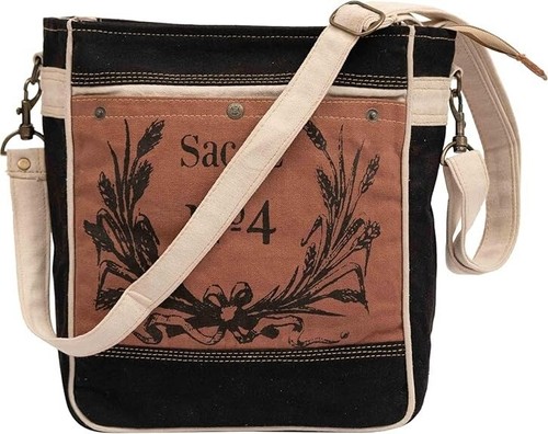 Debonair Shoulder Bag Upcycled Canvas & Leather Crossbody Bag | By Rajeriya - Imagen 5 de 6