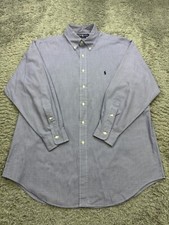 Ralph Lauren Shirt Men 16.5 Yarmouth Purple Gingham Check Button Down Oxford Vtg