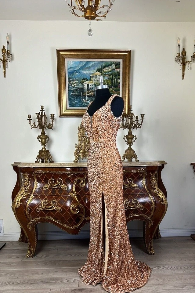 Women's Formal Sparkling shimmering and shiny Sequins Long Evening prom dress - Image 3 of 4