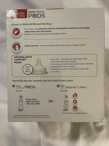 Playtex Baby Nurser Reusable Silicone Pods Starter Set, 2 Bottle 4 Pod, Adapter. - Picture 6 of 8