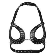 US  Women PU Leather Chest Harness Bra Lady Body Chain Cage Buckles Gothic Belt