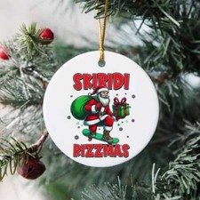 Merry Christmas Skibidi Rizzmas Funny Skateboarder Santa - Christmas Ornament