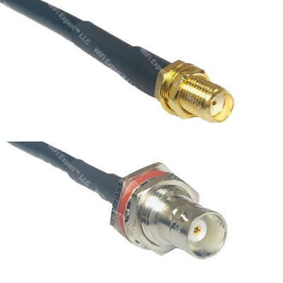 RG58 SMA FEMALE to BNC FEMALE BIG BULKHEAD Coaxial RF Cable USA-Ship Lot